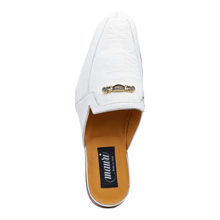 Mauri 4981 Mecca White Exotic Ostrich Leg Slip-On Mules (MA5413)-AmbrogioShoes