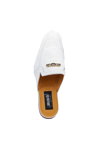 Mauri 4981 Mecca White Ostrich Leg Slip-On Mules (MA5413)