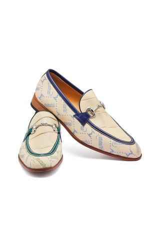 Mauri 4983 Bahamas Alligator Skin / Fabric / Leather Horse-Bit Loafers (MA5302)