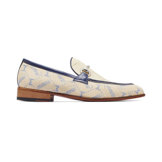 Mauri 4983 Bahamas Men's Shoes Cream, Sky Lark & Indigo Blue Exotic Alligator/ Fabric / Calf-Skin Leather Fabric Horsebit Loafers (MA5301)-AmbrogioShoes
