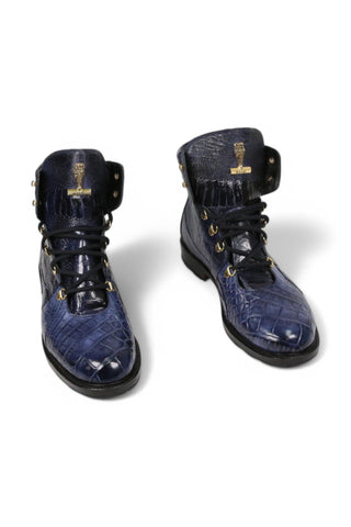 Mauri 4986 Tracker Exotic Alligator / Ostrich Leg Boots (MA5380)(Made to Order)-AmbrogioShoes
