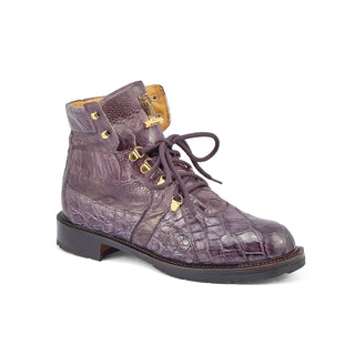 Mauri 4986 Tracker Men's Shoes Medium Gray Exotic Alligator / Ostrich Leg Boots (MA5381)-AmbrogioShoes
