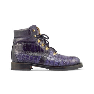 Mauri 4986 Tracker Men's Shoes Wonder Blue Exotic Alligator / Ostrich Leg Boots (MA5380)-AmbrogioShoes