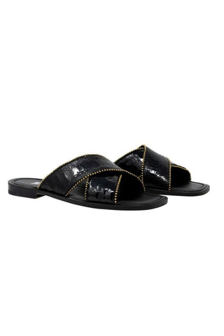 Mauri 5062 Sandals Luxor Men's Designer Shoes Black Fabric / Ostrich Leg 5062 (MA5117)