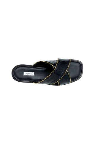 Mauri 5062 Sandals Luxor Men's Designer Shoes Black Fabric / Ostrich Leg 5062 (MA5117)