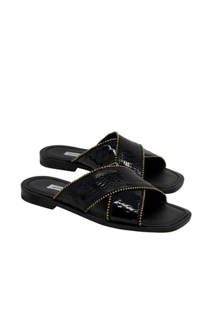 Mauri 5062 Sandals Luxor Men's Designer Shoes Black Fabric / Ostrich Leg 5062 (MA5117)