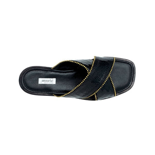 Mauri 5062 Sandals Luxor Men's Designer Shoes Black Fabric / Ostrich Leg 5062 (MA5117)-AmbrogioShoes