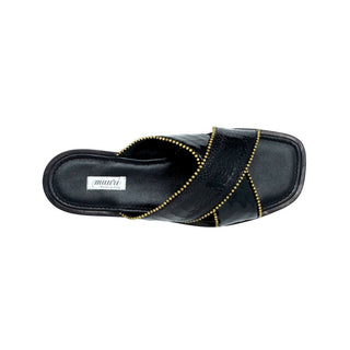 Mauri Luxor Men's Shoes Black Fabric / Ostrich Leg Sandals 5062 (MA5117)-AmbrogioShoes