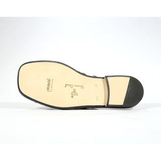 Mauri Sandals 5068 Sarasota Sandals Men's Black & White Exotic Ostrich Shoes (MA5116-B)-AmbrogioShoes