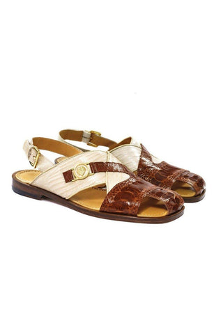 Mauri 5076 Romano Exotic Ostrich Skin & Teju Lizard Skin Sandals (MA5429)-AmbrogioShoes