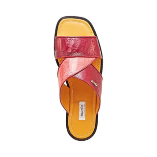 Mauri 5093 Traveler Men's Shoes Ruby Red & Pink Ostrich Leg Sandals (MAS5314)-AmbrogioShoes