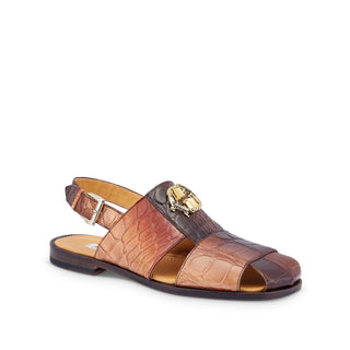 Mauri 5126 Hydro Men's Shoes Multi-Brown & Cream Exotic Alligator Sandals (MA5430)-AmbrogioShoes