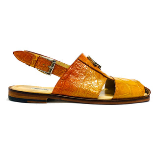 Mauri 5126 Men's Shoes Orange Exotic Alligator Slip-On Sandals (MAS5506)-AmbrogioShoes