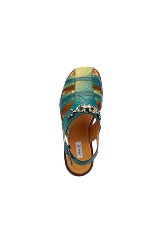 Mauri 5128 Tarragon Multi Green Alligator Horsebit Sandals (MA5424)