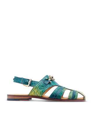 Mauri 5128 Tarragon Multi Green Alligator Horsebit Sandals (MA5424)