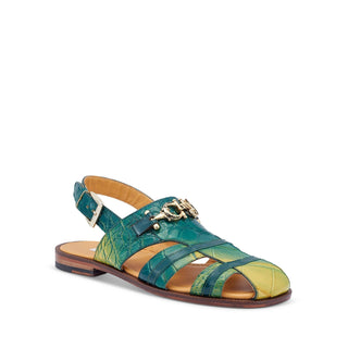 Mauri 5128 Tarragon Multi Green Exotic Alligator Horsebit Sandals (MA5424)-AmbrogioShoes