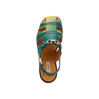 Mauri 5128 Tarragon Multi Green Exotic Alligator Horsebit Sandals (MA5424)-AmbrogioShoes