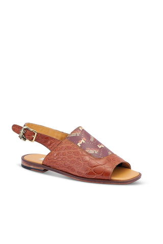 Mauri 5129 Skipper Cognac & Brown Alligator / Leather Sandals (MA5453)