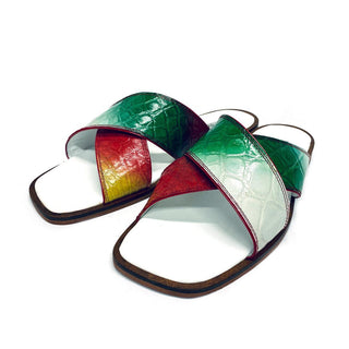 Mauri 5134 Carnival Exotic Alligator Skin Slip-On Sandals (MA5676)-AmbrogioShoes