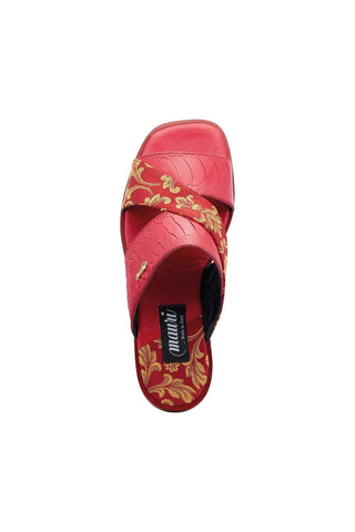 Mauri 5140 Cancun Ostrich & Gobelins Fabric Slip-On Sandals (MA5417)