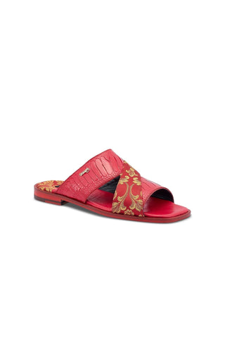 Mauri 5140 Cancun Ostrich & Gobelins Fabric Slip-On Sandals (MA5417)