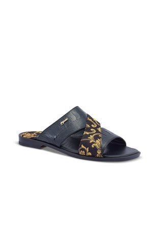 Mauri 5140 Cancun Ostrich Skin & Gobelins Fabric Slip-On Sandals (MA5417)