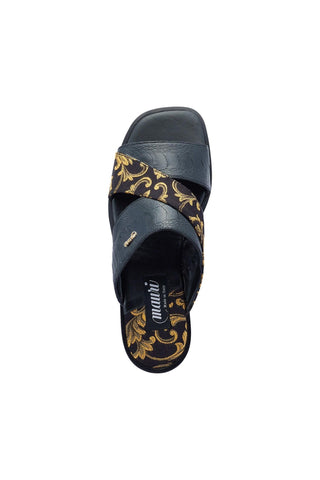 Mauri 5140 Cancun Ostrich Skin & Gobelins Fabric Slip-On Sandals (MA5417)