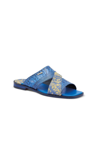 Mauri 5140 Cancun Ostrich Skin & Gobelins Fabric Slip-On Sandals (MA5417)