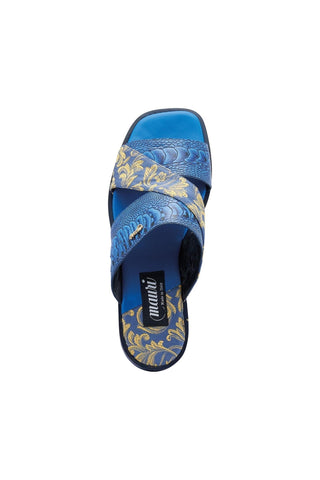Mauri 5140 Cancun Ostrich Skin & Gobelins Fabric Slip-On Sandals (MA5417)