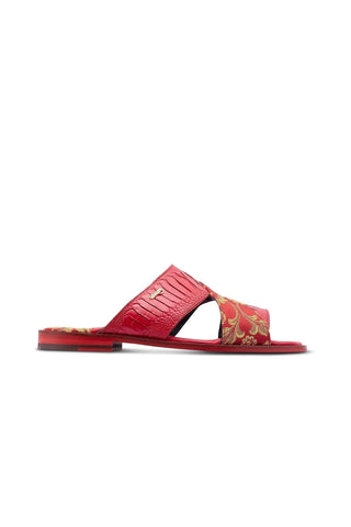 Mauri 5140 Cancun Ostrich Skin & Gobelins Fabric Slip-On Sandals (MA5417)