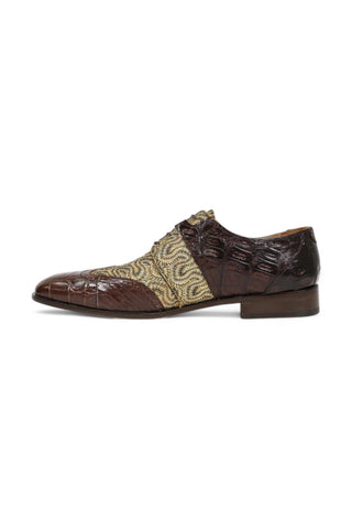 Mauri 53124 Alligator Skin / Fabric Glitter / Crocodile Skin Oxfords (MA4654)