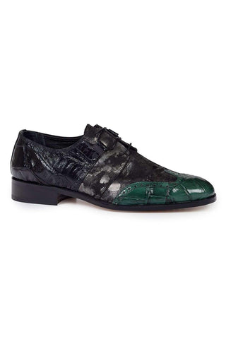 Mauri 53124 Black & Fabric Machado/Alligator & Baby Croc Oxfords (MA4617)