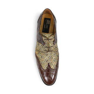 Mauri 53124 Exotic Alligator Skin / Fabric Glitter / Crocodile Skin Oxfords (MA4654)-AmbrogioShoes