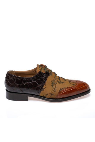 Mauri 53124/1 Caracalla Alligator Skin & Fabric Wing-Tip Derby (MA5694)