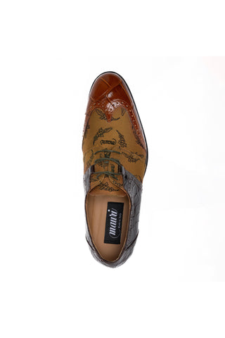 Mauri 53124/1 Caracalla Alligator Skin & Fabric Wing-Tip Derby (MA5694)