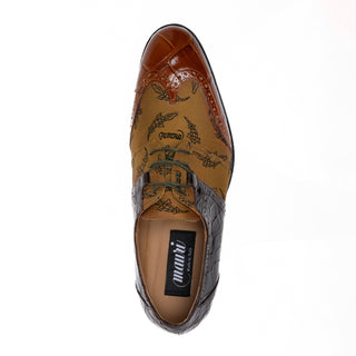 Mauri 53124/1 Caracalla Exotic Alligator Skin & Fabric Wing-Tip Derby (MA5694)-AmbrogioShoes