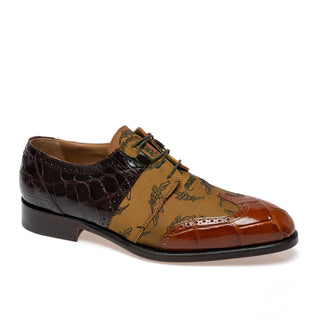Mauri 53124/1 Caracalla Exotic Alligator Skin & Fabric Wing-Tip Derby (MA5694)(Made to Order)-AmbrogioShoes