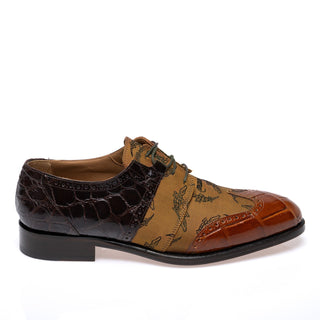 Mauri 53124/1 Caracalla Exotic Alligator Skin & Fabric Wing-Tip Derby (MA5694)(Special Order)-AmbrogioShoes