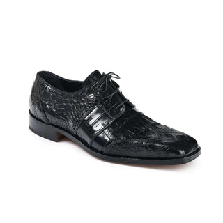 Mauri 53130 Preacher Men's Shoes Black Body Alligator and Baby Crocodile Oxfords (MA5009)-AmbrogioShoes