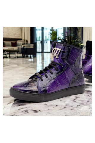 Mauri 6129-1 Golden Boy Crocodile Skin & Nappa High-Top Sneakers (MA5574)