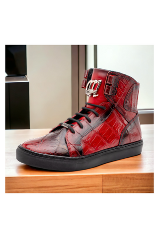 Mauri 6129-1 Golden Boy Crocodile Skin & Nappa High-Top Sneakers (MA5574)
