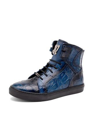 Mauri 6129-1 Golden Boy Exotic Crocodile Skin & Nappa Leather High-Top Sneakers (MA5574)-AmbrogioShoes