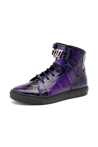 Mauri 6129-1 Golden Boy Exotic Crocodile Skin & Nappa Leather High-Top Sneakers (MA5574)-AmbrogioShoes