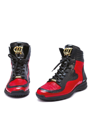 Mauri 8401 Flash Crocodile / Ostrich Leg / Patent High-Top Sneakers (MA5456)
