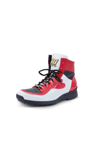 Mauri 8401 Flash Crocodile Skin / Ostrich Leg / Patent High-Top Sneakers (MA5456)