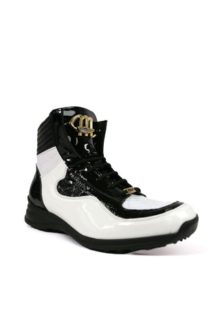 Mauri 8401 Flash Crocodile Skin / Ostrich Leg / Patent High-Top Sneakers (MA5456)