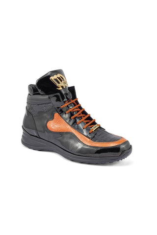 Mauri 8409 Hype Crocodile Skin / Ostrich Leg / Patent High-Top Sneakers (MA5405)