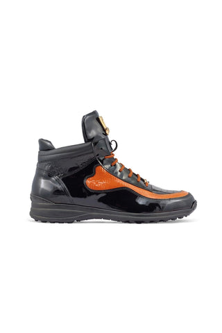 Mauri 8409 Hype Exotic Crocodile Skin / Ostrich Leg / Patent High-Top Sneakers (MA5405)
