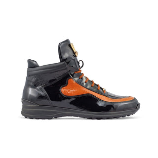 Mauri 8409 Hype Exotic Crocodile Skin / Ostrich Leg / Patent Leather High-Top Sneakers (MA5405)(Made to Order)-AmbrogioShoes