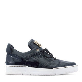 Mauri 8412/1 Boss Men's Shoes Black Exotic Crocodile / Patent / Calf-Skin Leather Casual Sneakers (MA5444)-AmbrogioShoes